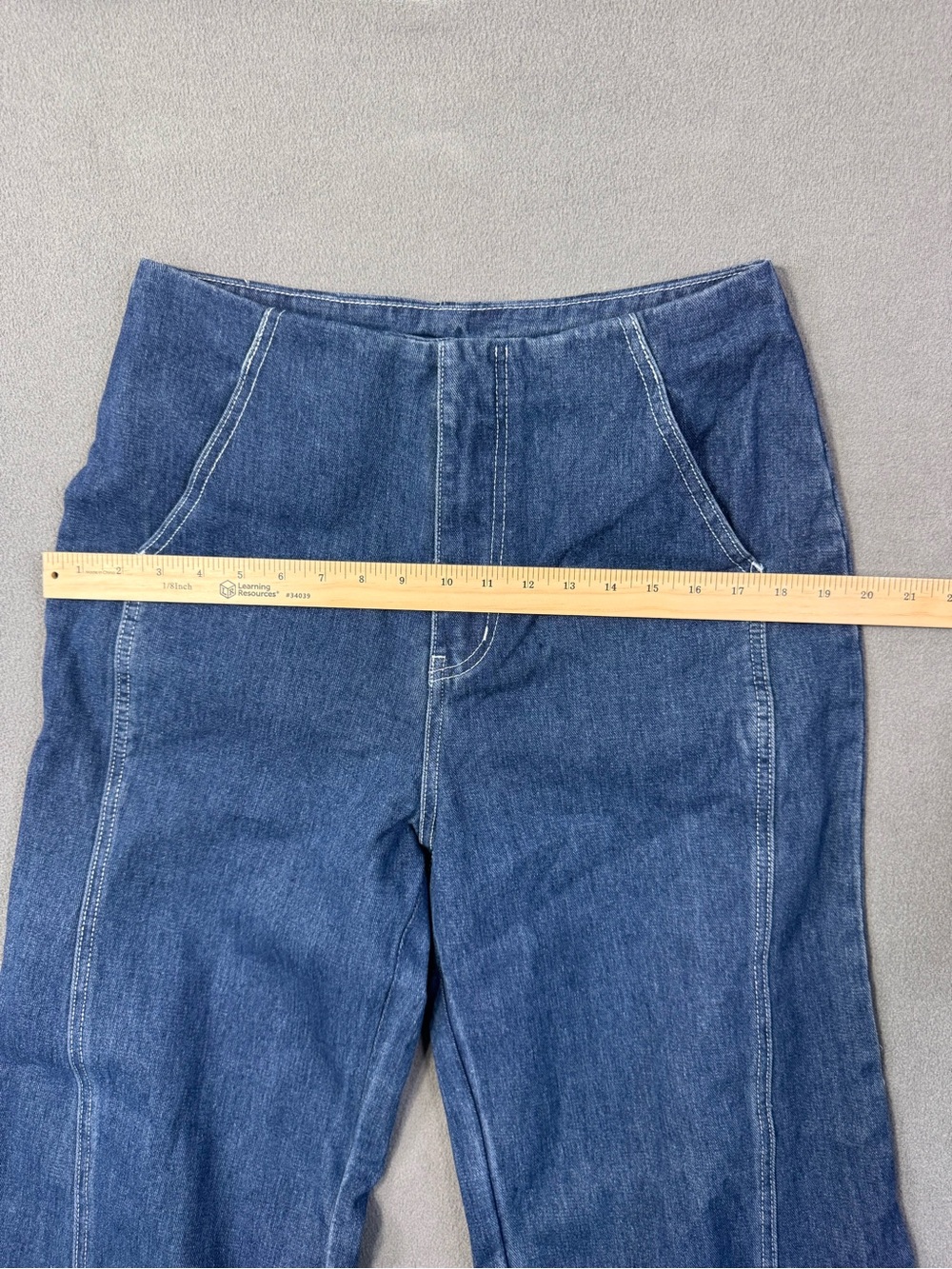 Cider Wide Leg Cropped Seam Panel Blue Denim 70’s Style Jeans, Size Medium - Picture 14 of 14